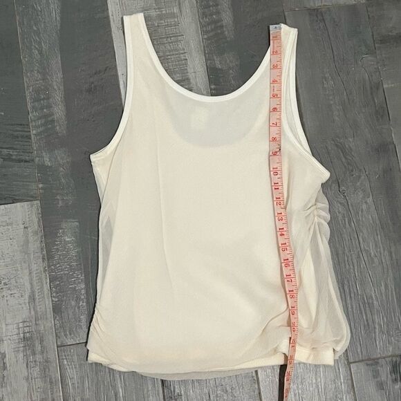 Vtg Y2K KORS Michael Kors crinkle Silk Chiffon Overlay Ivory Stretch Tank M - Picture 5 of 9